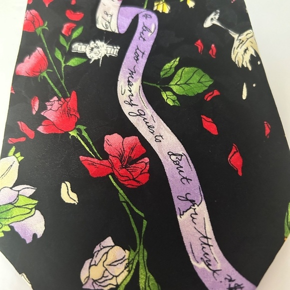 Nicole Miller Novelty Neck Tie Silk Wedding Theme Champagne Cake Floral Guests - Picture 5 of 14